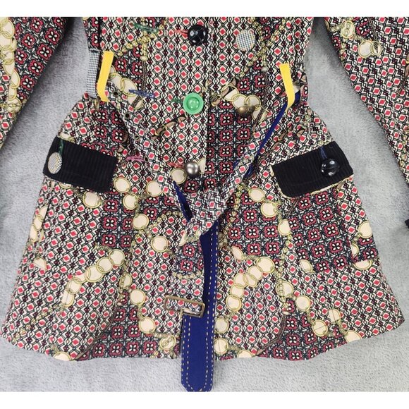 Ivy Jane Jacket Womens Small Multicolor Retro Button Front Belted Long Sleeve - Picture 8 of 12